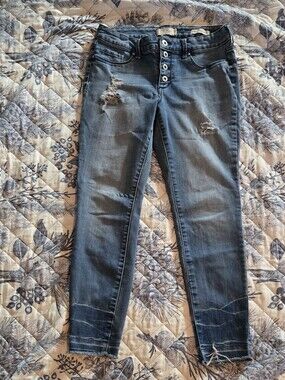 Jessica Simpson Distressed Dark Blue Skinny Jeans